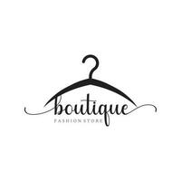 simples casaco cabide logotipo modelo Projeto com criativo ideia.logotipo para negócios, butique, moda, beleza. vetor