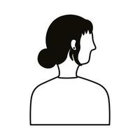 ícone de estilo de linha de personagem de avatar de jovem mulher vetor