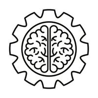 cérebro humano com ícone de estilo de linha de engrenagem vetor