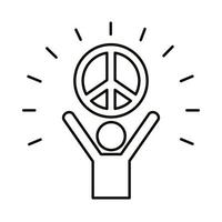 figura de avatar levantando ícone de estilo de linha do símbolo da paz vetor