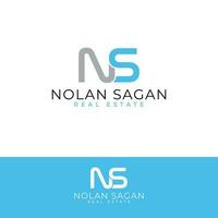 Nolan sagan real Estado vetor logotipo Projeto. cartas n e s logotipo. iniciais ns logotipo modelo.