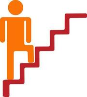 personagem do homem escadas dentro laranja e vermelho cor. vetor
