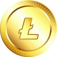 dourado litecoin com placa dentro isolado. vetor