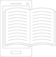 Preto linha arte aberto livro em Smartphone. vetor