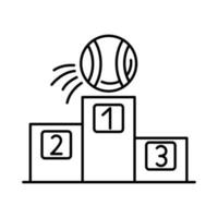 esporte bola tênis com ícone de estilo de linha de pódio vetor