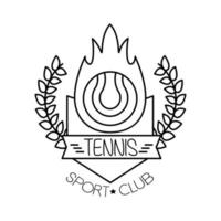 bola em chamas esporte tênis com ícone de estilo de linha coroa coroa vetor