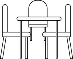 mesa e cadeiras fez de Preto linha arte ilustração. vetor