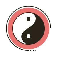 linha de símbolo yin yang e ícone de estilo de preenchimento vetor