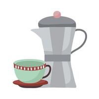 desenho vetorial de xícara e chaleira de café vetor