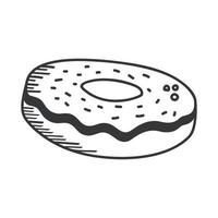 doce donut desenho de mão e ícone de estilo de linha vetor