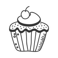 doce cupcake mão desenhar e linha estilo ícone vector design