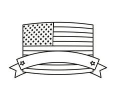 Bandeira dos Estados Unidos da América com ícone de estilo de linha de moldura de fita vetor