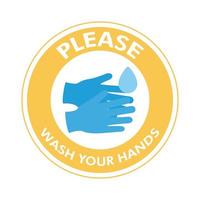 campanha de letras lave as mãos em carimbo circular vetor