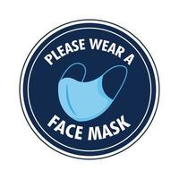 máscara necessária carimbo de etiqueta circular com letras e máscara facial vetor