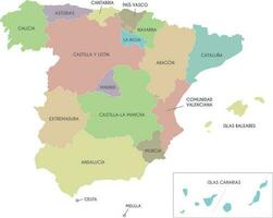vetor mapa do Espanha com regiões e territórios e administrativo divisões. editável e claramente etiquetado camadas.