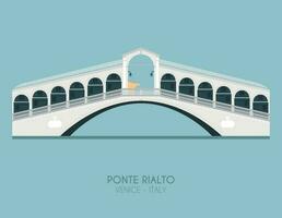 moderno Projeto poster com colorida fundo do rialto ponte dentro Veneza, Itália. vetor ilustração