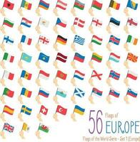 conjunto do 56 bandeiras do Europa. mão levantando a nacional bandeiras do 56 países do Europa. ícone conjunto vetor ilustração.
