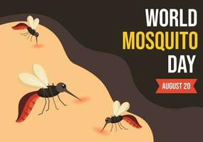 mundo mosquito dia vetor ilustração em 20 agosto com midge pode causa dengue febre e malária dentro plano desenho animado mão desenhado fundo modelos