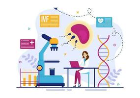 ivf ou dentro vitro fertilização vetor ilustração para artificial inseminação sobre gravidez e médicos pesquisa fertilizado ovo desenho animado modelo