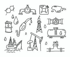conjunto de doodle de gás e óleo vetor