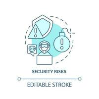 segurança riscos turquesa conceito ícone. Forte dados gestão sistema abstrato idéia fino linha ilustração. isolado esboço desenho. editável acidente vascular encefálico vetor