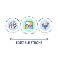 Construir sucesso estratégia ciclo conceito ícone. o negócio desenvolvimento e conquista. conquistas abstrato idéia fino linha ilustração. isolado esboço desenho. editável acidente vascular encefálico vetor