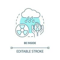 estar dentro turquesa conceito ícone. contaminação. sobreviver durante nuclear ataque abstrato idéia fino linha ilustração. isolado esboço desenho. editável acidente vascular encefálico vetor