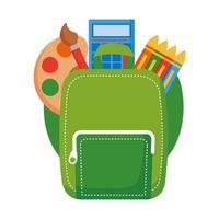 ícone de estilo simples de mochila e material escolar vetor