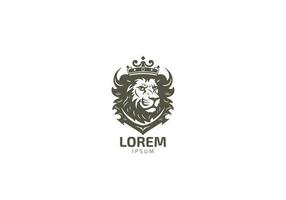leão luxo logotipo ícone modelo, elegante leão logotipo Projeto ilustração, leão cabeça com coroa logotipo vetor