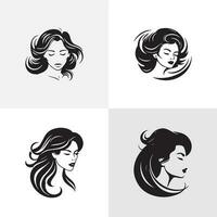 vetor conjunto do diferente fêmea ícones dentro na moda plano estilo. menina cabeças e rostos imagens coleção