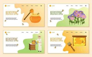 apicultura local na rede Internet cartões coleção vetor