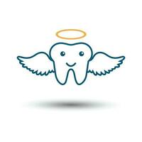 vôo dente dental clínica logotipo com asas vetor ilustração