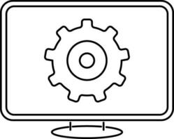 Área de Trabalho com roda dentada, configuração placa ou símbolo. vetor