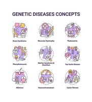 Conjunto de ícones de conceito de doença genética vetor