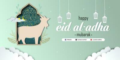 eid adha Mubarak cumprimento islâmico ilustração fundo vetor Projeto