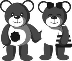 adorável casal do Urso de pelúcia Urso ícone dentro cinzento e branco cor. vetor