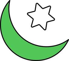 islâmico crescente lua e Estrela ícone dentro verde e branco cor. vetor