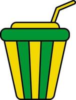 descartável copo com Palha ícone dentro verde e amarelo cor. vetor
