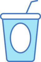 descartável copo com Palha ícone dentro azul e branco cor. vetor