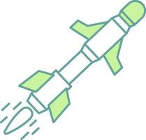 isolado míssil ícone dentro verde e branco cor. vetor