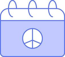 Paz dia calendário ícone dentro azul e branco cor. vetor
