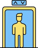 ilustração do homem dentro lift amarelo e azul ícone. vetor