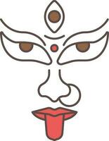 ilustração do deusa kali maa face ícone dentro Castanho e vermelho cor. vetor