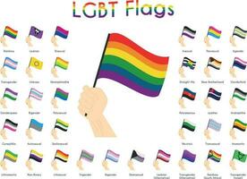 conjunto do 34 lgbt, sexual e gênero tendências orgulho bandeiras vetor ilustração