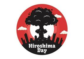 Hiroshima dia vetor ilustração em 6 agosto com Paz pomba pássaro e nuclear explosão fundo dentro plano desenho animado mão desenhado modelos