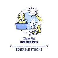 limpar \ limpo acima infectado animais de estimação conceito ícone. descontaminar depois de radiação emergência abstrato idéia fino linha ilustração. isolado esboço desenho. editável acidente vascular encefálico vetor