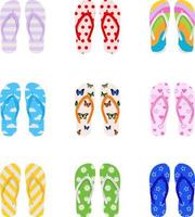 conjunto de sapatos flip-flop coloridos vetor