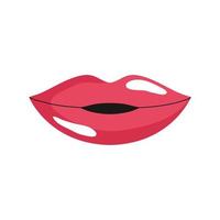 ícone de estilo retro de adesivo de lábios de mulher vetor
