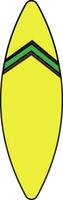 verde e amarelo prancha de surfe dentro plano estilo. vetor