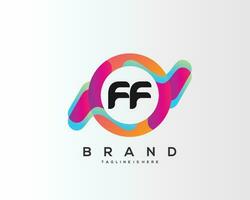 inicial carta ff logotipo Projeto com colorida estilo arte vetor